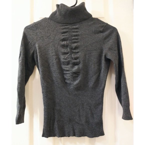 Express Gray Ruched Turtleneck Sweater - Picture 2 of 5